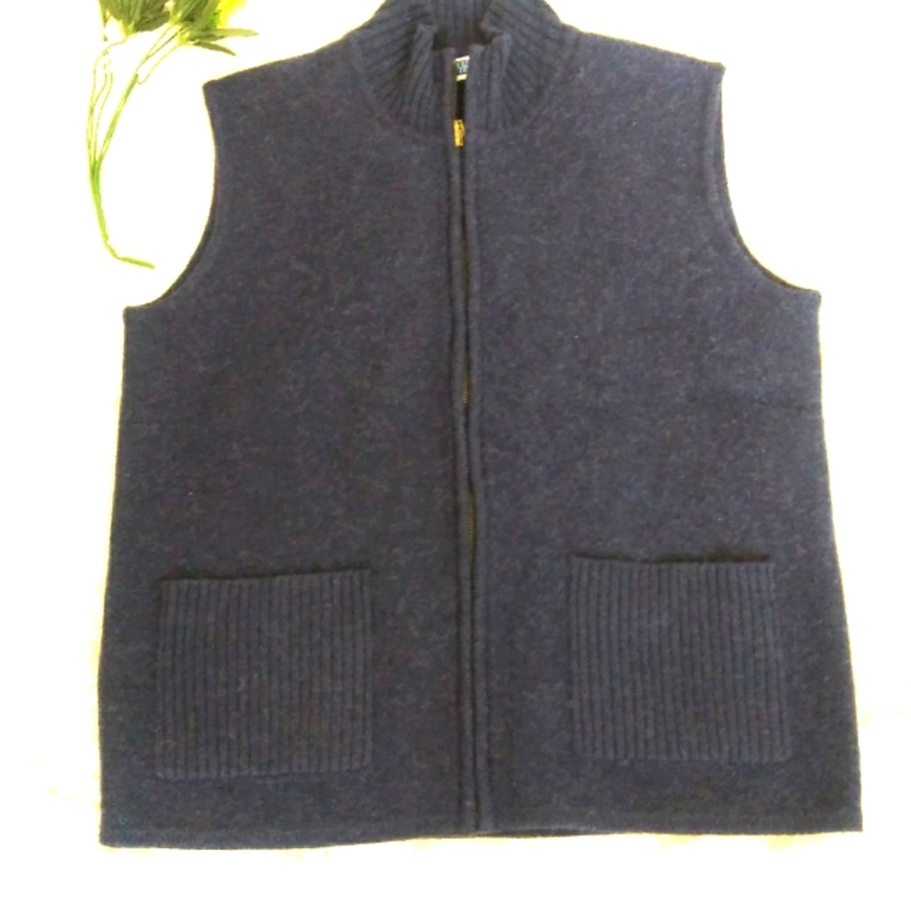 Casual Options 100% Wool Zip Vest In Slate Blue